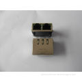 25.4mm 10/100/1000 Base-tx Tab Up Double Port Rj45 Connector With Emi Fingers And Leds, Rj45 Shielded Connector